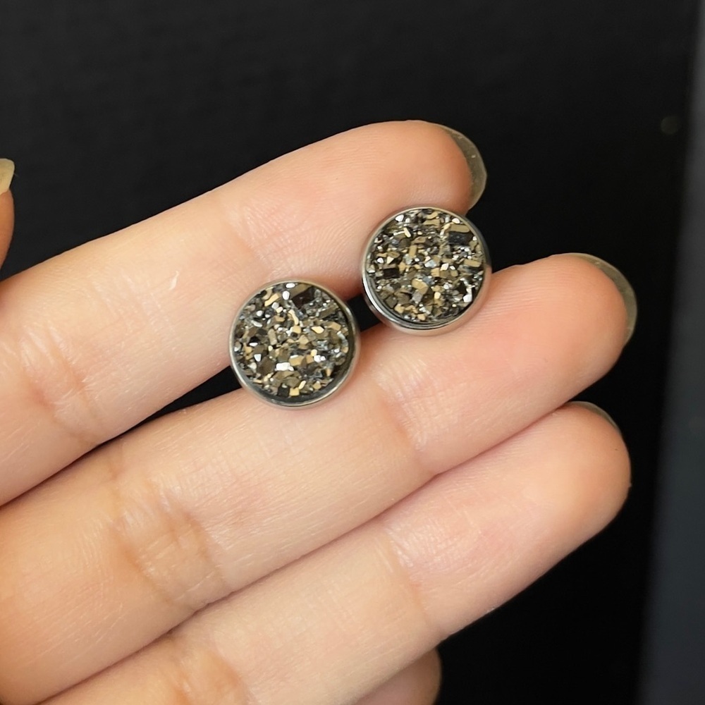 Black crystal stud earrings